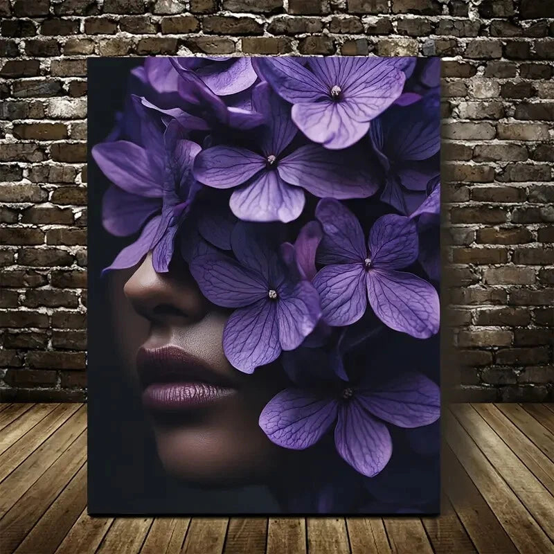 Vibrant Violet Hydrangea Painting 40x60cm Metal Print Ready to Hang - Bella Home Decor