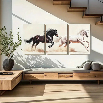 3pcs Equestrian Spirit Galloping Horses Poster Metal Print Ready to Hang Art - Bella Home Decor