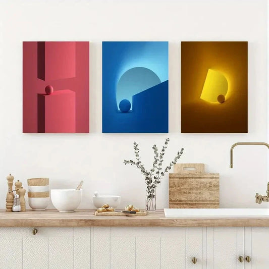 3pcs classic modern cartoon theme Metal Print Ready to Hang Art