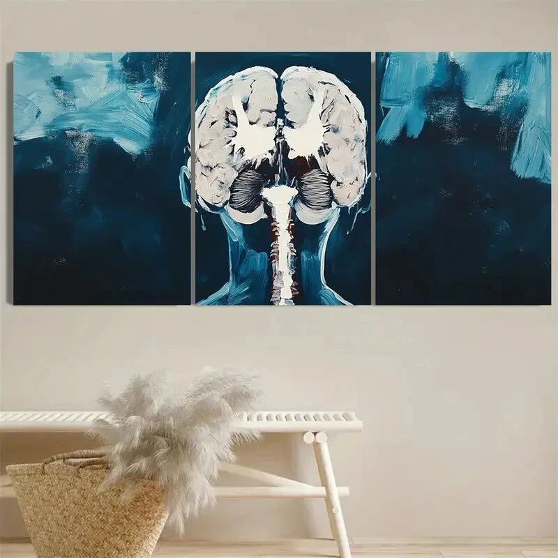 3pcs Ray Brain CT Scan Neurosurgeon Metal Print Ready to Hang Art