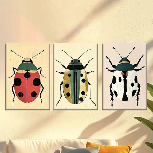 3pcs Creative Paintings of Insects Wall Art Canvas Unframed – High Quality Print 100% Australian Made Wall Canvas - Bella Home Decor