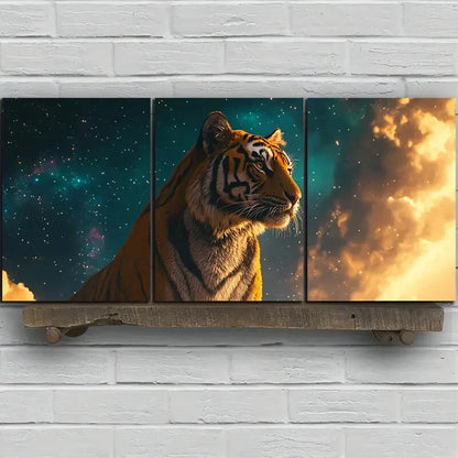 3pcs Mighty Tiger Vibrant Clouds Metal Print Ready to Hang Art - Bella Home Decor
