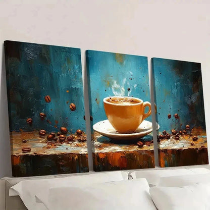3pcs Coffee Cup Design SW  Wall Art Set Canvas Framed 60x90cm - High Quality Print 100% Australian Made Wall Canvas Ready to Hang - Bella Home Decor