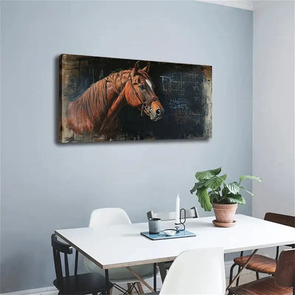 The Head A Brownish-Red Hcorse Wall Art Canvas Office Home Room Framed 120x60cm - Bella Home Decor