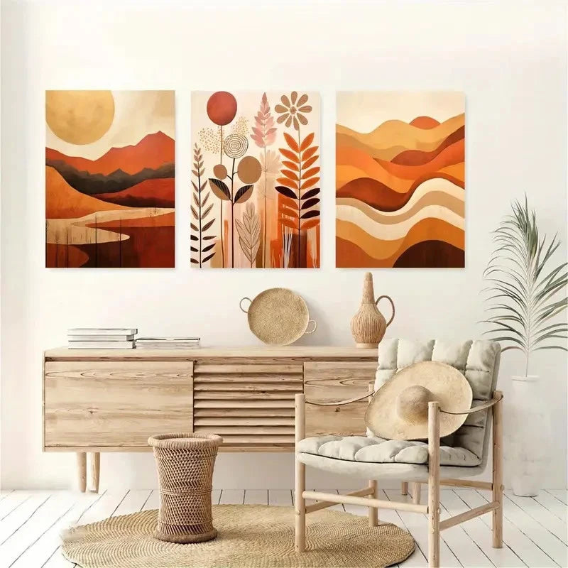 3pcs Tropical Jungle Botanical Abstract Art Metal Print Ready to Hang Art
