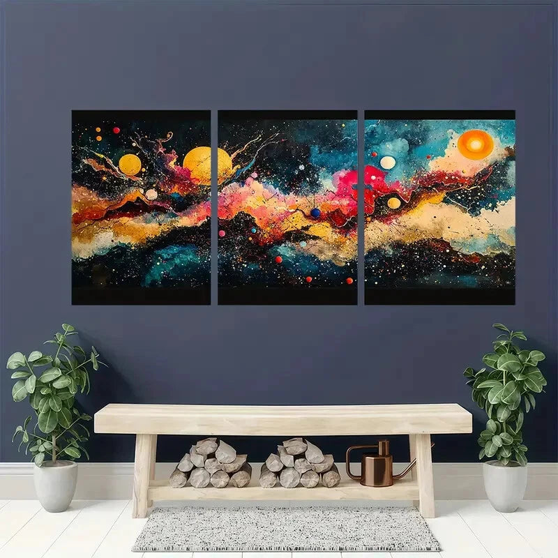 3pcs Color Splashes Wassily Kandinsky Abstract Metal Print Ready to Hang Art