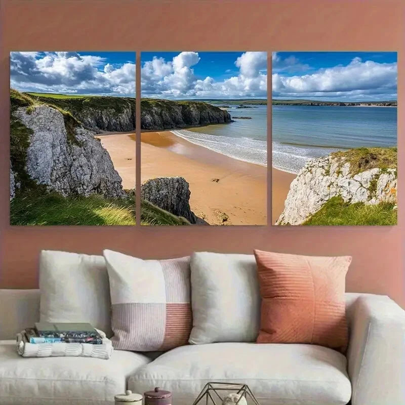 3pcs Pembrokeshire Coast National Park Travel Metal Print Ready to Hang Art - Bella Home Decor