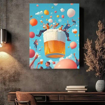 Beautiful Modern Beer Celebration Painting 40x60cm Metal Print Ready to Hang - Bella Home Decor