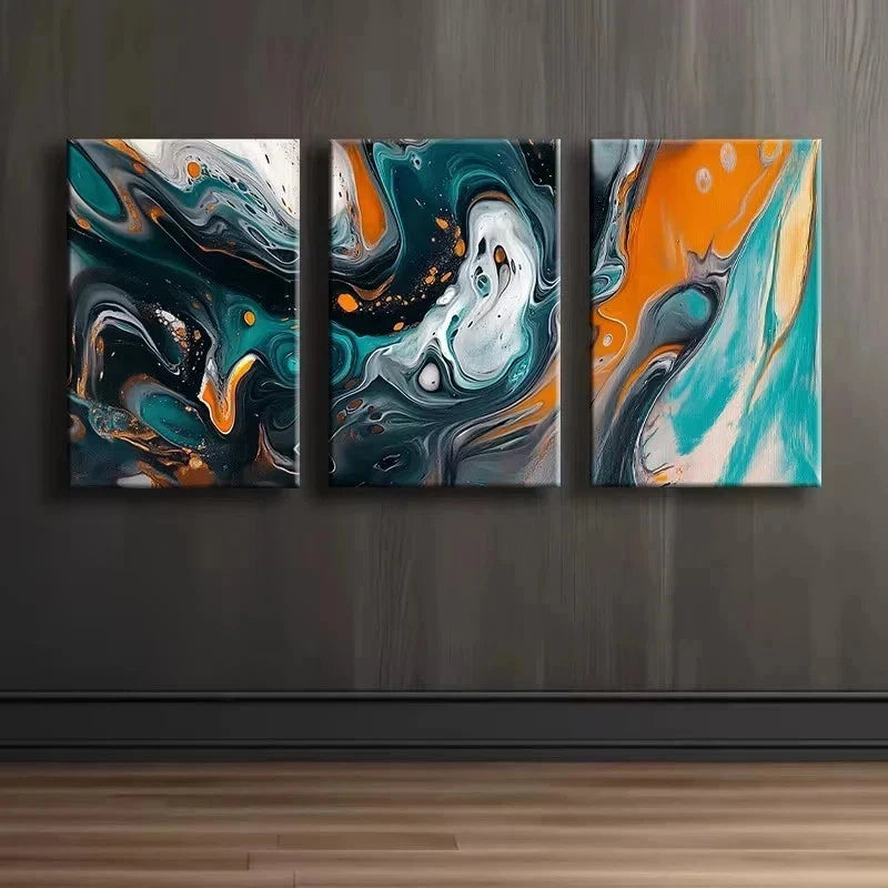 3pcs Abstract Modern Design Metal Print Ready to Hang Art - Bella Home Decor