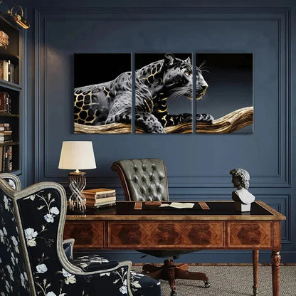 3pcs Artistic Leopard Design Wildlife Illustration Metal Print Ready to Hang Art - Bella Home Decor