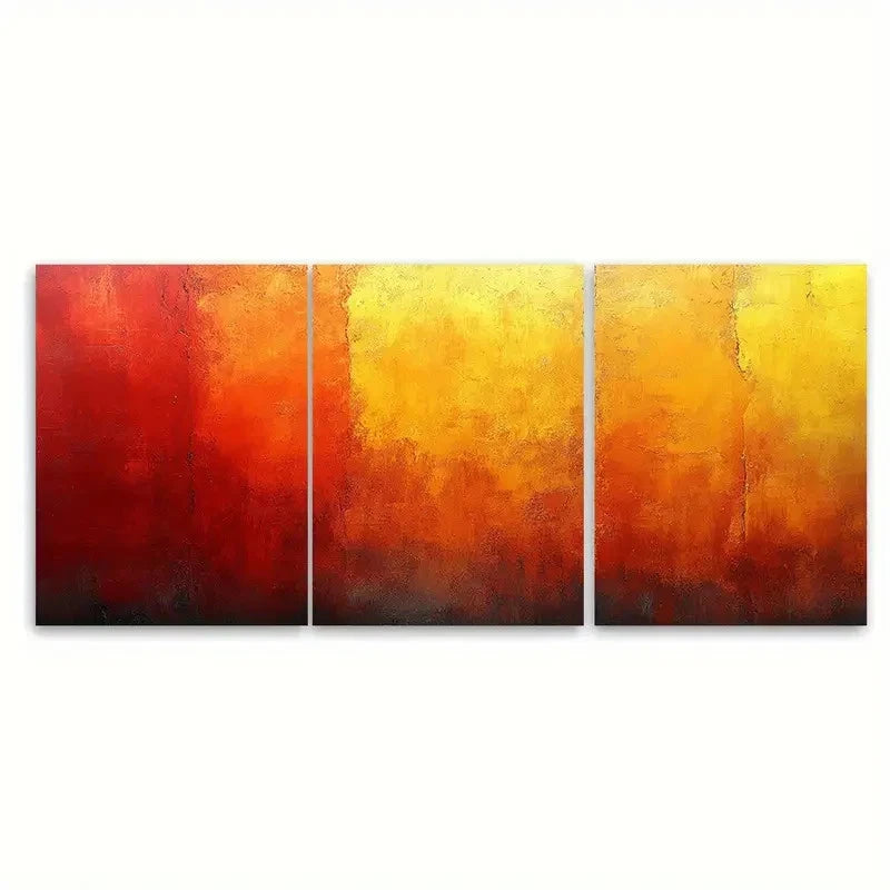 3pcs Abstract Grunge Canvas Vibrant Orange   Wall Art Set Canvas Framed 60x90cm - High Quality Print 100% Australian Made Wall Canvas Ready to Hang - Bella Home Decor