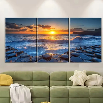 3pcs Ocean Waves Sunrise Seascape Metal Print Ready to Hang Art