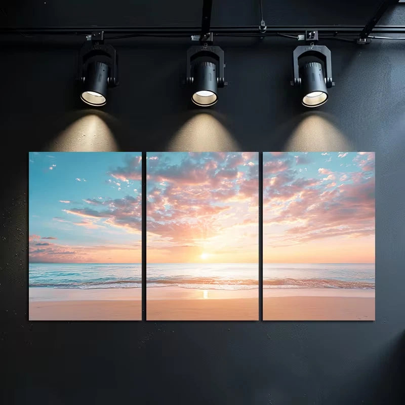 3pcs Beautiful Sunset Over The Sea Wall Art Set Canvas Framed 60x90cm - High Quality Print 100% Australian Made Wall Canvas Ready to Hang - Bella Home Decor