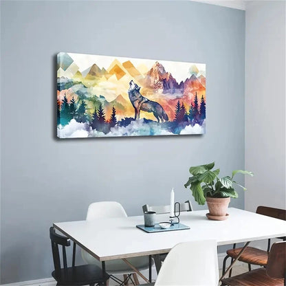 Modern Minimalist Wolcf Howling Wall Art Canvas Office Home Room Framed 120x60cm - Bella Home Decor