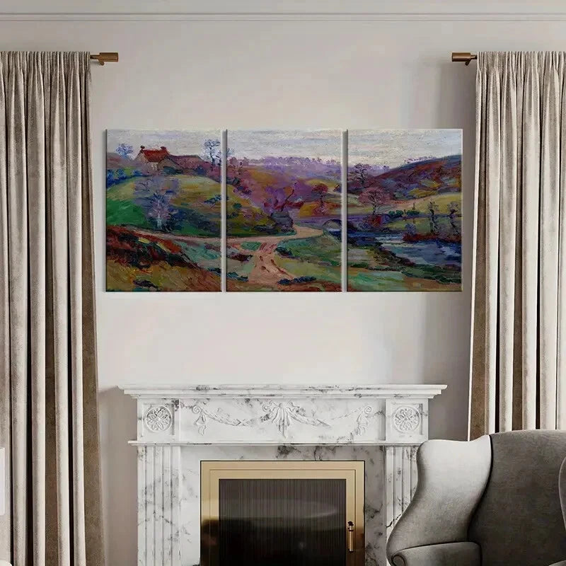 3pcs Abstract Nature Scenery Colorful Hills Metal Print Ready to Hang Art - Bella Home Decor