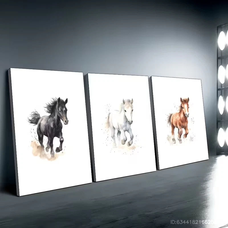 3pcs Horse Imagery Wall Art Set Canvas Framed 50x70cm High Quality Print 100% Australian Made Wall Canvas Ready to Hang