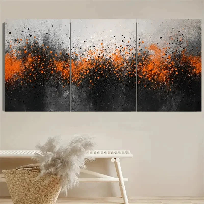3pcs Gray and Black Gray d Art malist Orange Wall Art Set Canvas Framed 40x60cm - High Quality Print 100% Australian Made Wall Canvas Ready to Hang
