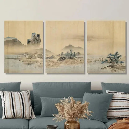 3pcs Ukiyo-e Vintage Japanese Landscape Wall Art Canvas Unframed - High Quality Print 100% Australian Made Wall Canvas