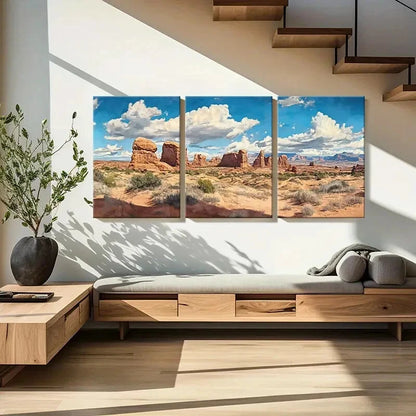 3pcs Desert Landscape Rock Modern Wall Art Metal Print Ready to Hang Art - Bella Home Decor