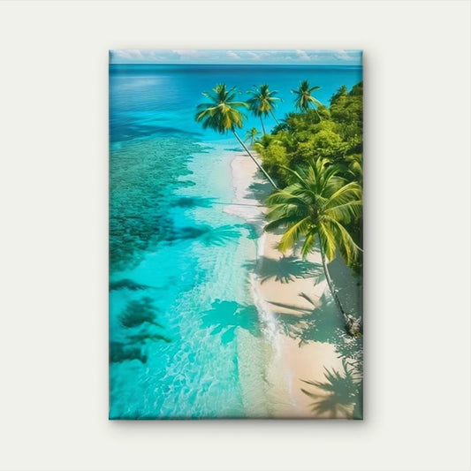Vibrant Palm Trees & Crystal Clear Water 60x90cm Metal Print Ready to Hang