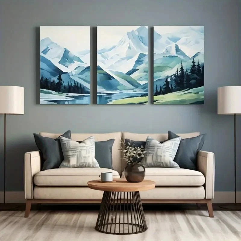 3pcs  Mountain Vista Beauty Classic  Wall Art Set Canvas Framed 50x70cm - High Quality Print 100% Australian Made Wall Canvas Ready to Hang - Bella Home Decor