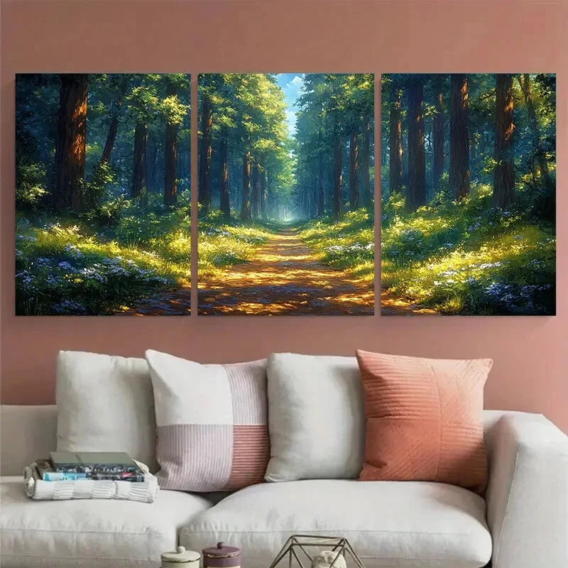 3pcs Redwood Forest California Landscape Metal Print Ready to Hang Art