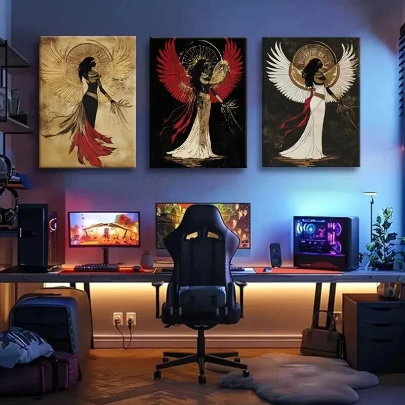 3pcs Goddess Angel Mystical Spiritual Perfect Wall Art Set Canvas Framed 40x60cm - High Quality Print 100% Australian Made Wall Canvas Ready to Hang - Bella Home Decor
