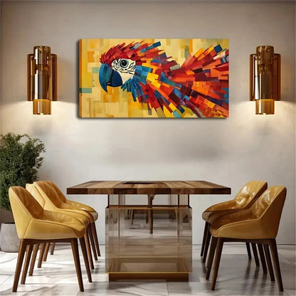 Modern Parrot Yellow Geometric Wall Art Canvas Office Home Room Framed 120x60cm - Bella Home Decor