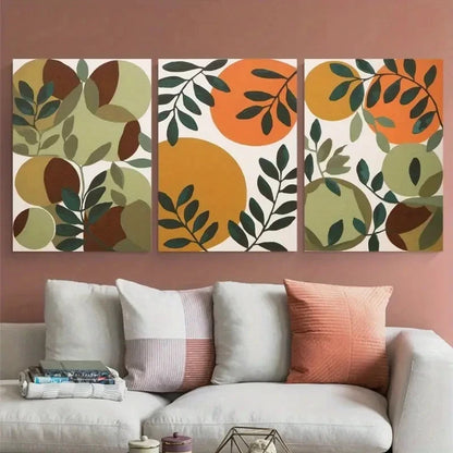 3pcs Abstract Leaves Colorful & Modern  Wall Art Set Canvas Framed 40x60cm - High Quality Print 100% Australian Made Wall Canvas Ready to Hang - Bella Home Decor