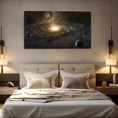 Bright Center With Planets Wall Art Canvas Office Home Room Framed 120x60cm