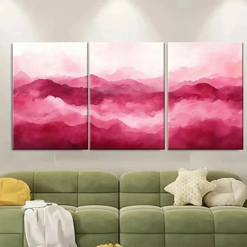 3pcs Elegant Dusky Blush Pink Abstract TI  Wall Art Set Canvas1 Framed 40x60cm - High Quality Print 100% Australian Made Wall Canvas Ready to Hang