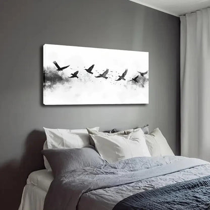 Birds in Flight Modern Décor Wall Art Canvas Office Home Room Framed 120x60cm - Bella Home Decor