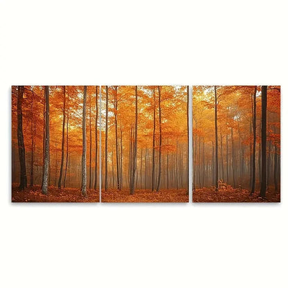 3pcs Abstract Autumn Forest Orange Brown Toned Wall Art Set Canvas Framed 50x70cm - High Quality Print 100% Australian Made Wall Canvas Ready to Hang - Bella Home Decor
