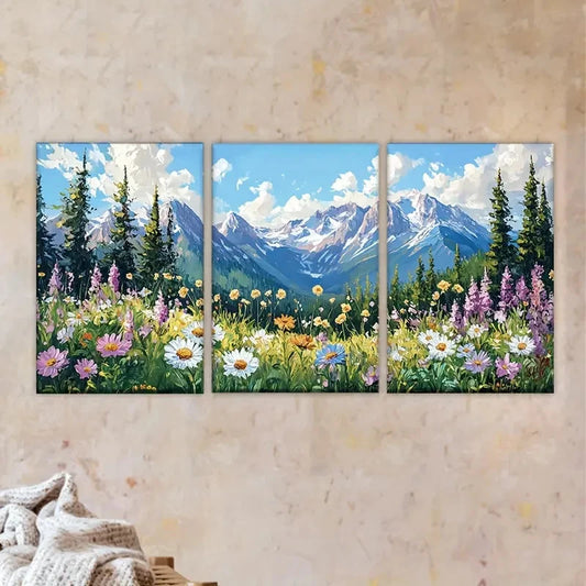 3pcs A painting of a mountain scene Wall Art Set Canvas Framed 40x60cm - High Quality Print 100% Australian Made Wall Canvas Ready to Hang