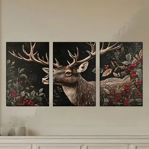 3pcs a Deer with Ant, Artist'S  Wall Art Set Canvas Unframed - High Quality Print 100% Australian Made Wall Canvas - Bella Home Decor