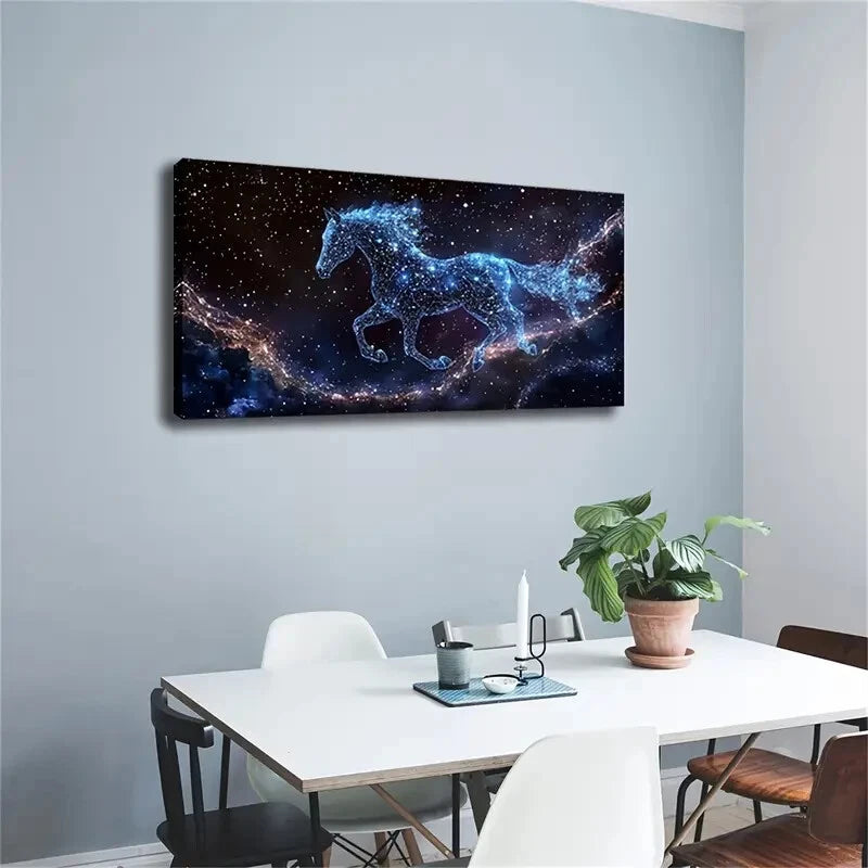Composed Blue Light Spots Track Wall Art Canvas Office Home Room Framed 120x60cm - Bella Home Decor