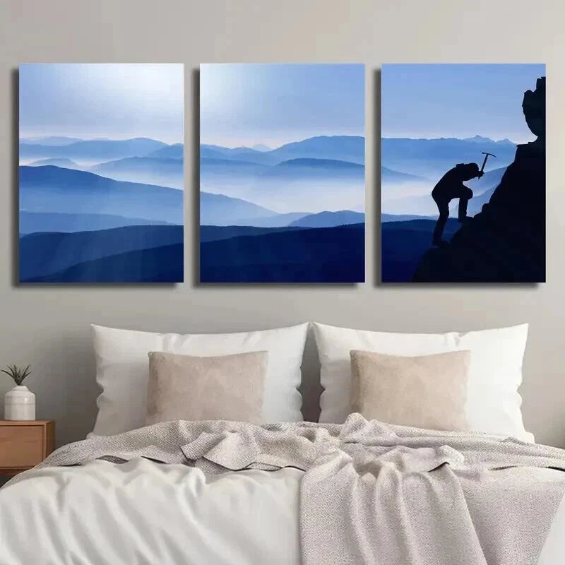 3pcs Artistic Climber Silhouette Perfect Wall Art Set Canvas Framed 40x60cm - High Quality Print 100% Australian Made Wall Canvas Ready to Hang - Bella Home Decor