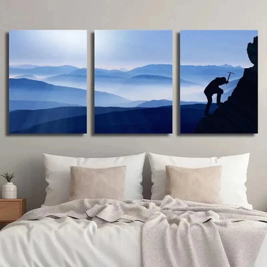 3pcs Artistic Climber Silhouette Perfect Wall Art Set Canvas Framed 40x60cm - High Quality Print 100% Australian Made Wall Canvas Ready to Hang