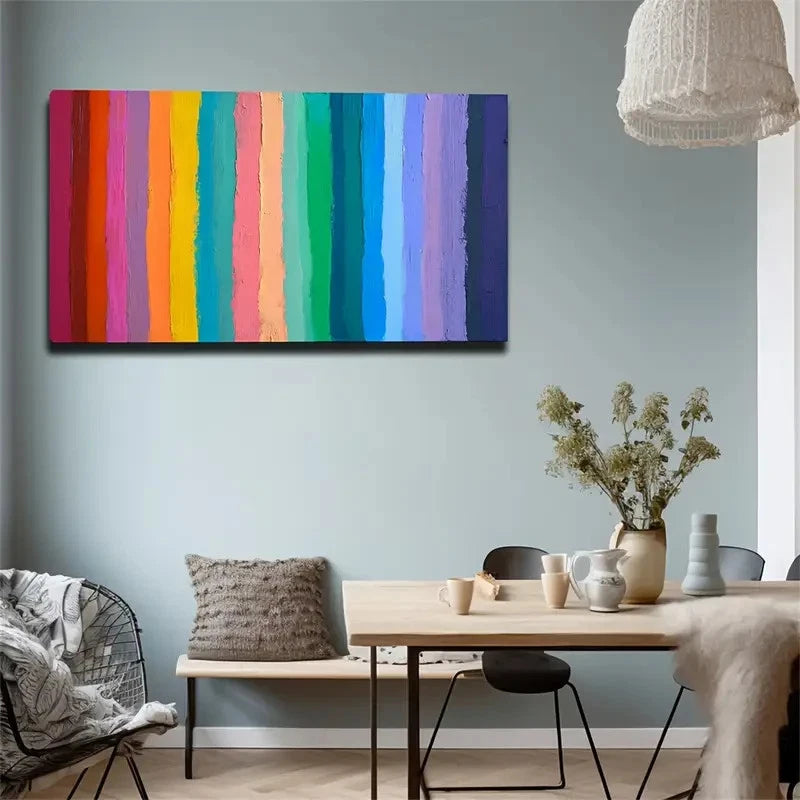 Rainbow Strips Stuck In Paint Wall Art Canvas Office Home Room Framed 120x60cm