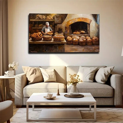 Bread Baking Bakery Wall Art Canvas Office Home Room Framed 120x60cm