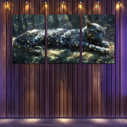 3pcs Charming Crystal Jaguar Metal Print Ready to Hang Art - Bella Home Decor