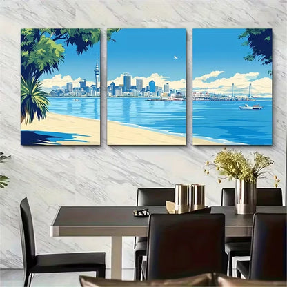 3pcs Auckland New Zealand Metal Print Ready to Hang Art - Bella Home Decor