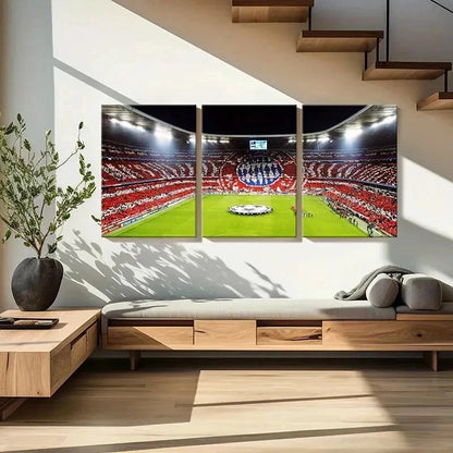 3pcs Bayern Munich Football Stadium Wall Art Set Canvas Framed 50x70cm - High Quality Print 100% Australian Made Wall Canvas Ready to Hang - Bella Home Decor