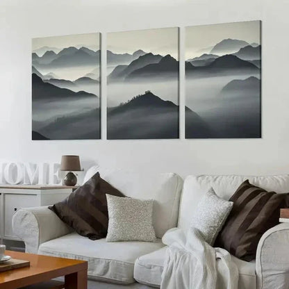 3pcs Ales Krivec Mountain Layers Wall Art Canvas Unframed - High Quality Print 100% Australian Made Wall Canvas - Bella Home Decor