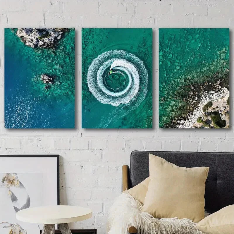 3pcs Ocean Nature Blue Scene Decor Perfect Wall Art Set Canvas Framed 40x60cm - High Quality Print 100% Australian Made Wall Canvas Ready to Hang - Bella Home Decor