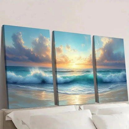 3pcs Windswept Beach at Days End MN  Wall Art Set Canvas Framed 60x90cm - High Quality Print 100% Australian Made Wall Canvas Ready to Hang