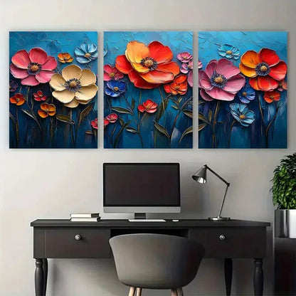 3pcs Abstract Colorful Textured Nature Botanical Wall Art Canvas Unframed - High Quality Print 100% Australian Made Wall Canvas - Bella Home Decor