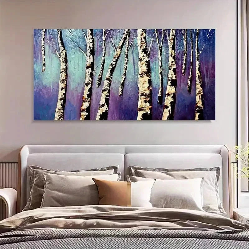 Abstract Purple Forest Lands Wall Art Canvas Office Home Room Framed 120x60cm