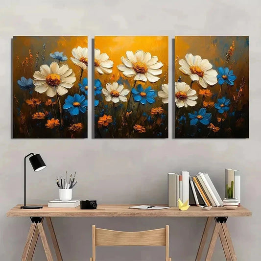 3pcs Wildflowers Artwork Floral Flowers Perfect Wall Art Set Canvas Framed 50x70cm - High Quality Print 100% Australian Made Wall Canvas Ready to Hang