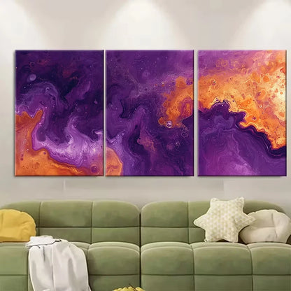 3pcs Abstract Marbling Ink Print Vibrant Metal Print Ready to Hang Art - Bella Home Decor